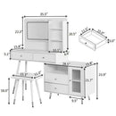 Modern Makeup Vanity Desk with Mirror and Lights, Retractable Design, Black Engineered Wood, 58.50 x 15.80 x 52.30 inches