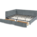 Queen Size Storage Upholstered Tufted Bed Frame, Sofa Bed Frame with Comfortable Backrest and Armrests,Queen Size Bed for Bedroom, Living Room,Velvet, grey(85.5''*64.5''*29.5'')
