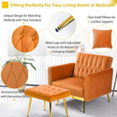 Orange Velvet Accent Chair With Adjustable Armrests And Backrest