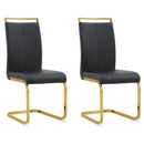 Modern Dining Chairs, PU Faux Leather High Back Upholstered Side Chair with Golden C-shaped Tube Metal Legs for Dining Room,Kitchen(Set of 2 )(Black+PU)W115171346