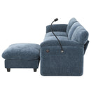 [VIDEO Provided] 108' Modular Sectional Sofa, L-Shape with 31.5' Extra-Wide Seat Cushion, USB and Type-C Charger, Phone Holder and 2 Side Storage Pockets, Free Movement Ottoman, Striped Chenille