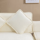 Chenille Upholstered Sectional Sofa with Removable Ottoman, USB Ports, Cup Holders, and Storage, Beige, 111'