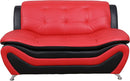 Aldo 3 Piece Modern Sofa Set Black Red Faux Leather