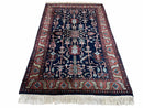 4x6 Vintage Handmade Wool Geometric Rug Organic Dyes Blue Red Hand-Knotted Rug