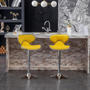 Masaccio Velvet Adjustable Swivel Bar Stool Set Of 2 Yellow