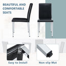 Simple and Versatile Four Black PU Dining Chairs with Silver Metal Legs