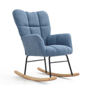 Rocking Chair Teddy Upholstered Glider Rocker Rocking Accent Chair Padded Seat with High Backrest Armchair Comfy Side Chair for Living Room Bedroom Offices Blue