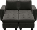 Grey Velvet Modular Sectional Sofa With Storage And Sleeper