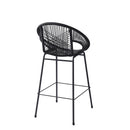 Ferrara Outdoor Patio Barstool Set of 2, Black Faux Wicker PE Rattan with Iron Frame