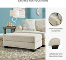Beige Chenille Upholstered Ottoman With Cushioned Comfort