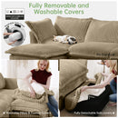 Set of 2 Slipcovered Armchairs,Deep Seat Accent Chair Set for Living Room, Reading Room, Bedroom and Working Spaces,Armchair Sets with Large Soft Pillows,Camel Corduroy Fabric