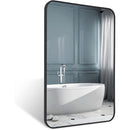 Black Metal Framed Bathroom Wall Mirror With Thin Frame