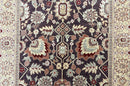 Vintage Indo Mahal Area Rug 6x9, Indian Persian Oriental Carpet 6 x 9, Puce Eggplant Tan Beige Rug, Hand-Knotted, Large Floral Design Wool