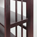 Three Shelf Folding Stackable Bookcase 27.5 Inch Wide Espresso Wood Home Office Storage