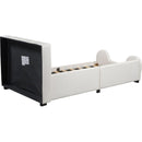 Twin Size Upholstered Platform Bed with Guardrail, White