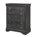 Shaker - 5 Pieces Bedroom Set With Crystal Inspired Tufted Headboard And LED Lighting