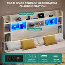 King Size Bed Frame Antique White With Bookcase Headboard