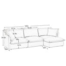 L-Shaped Slipcovered Sectional Sofa Couch, Comfy Chenille Deep Seat Cloud Couch with Convertible Ottoman & 2 Big Pillows, Modern Oversized 3 Seater Slipcovered Sofa Set for Living Room Office, Orange