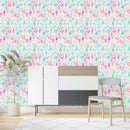 Fashionable Green and Pink Leaves Wallpaper Smart