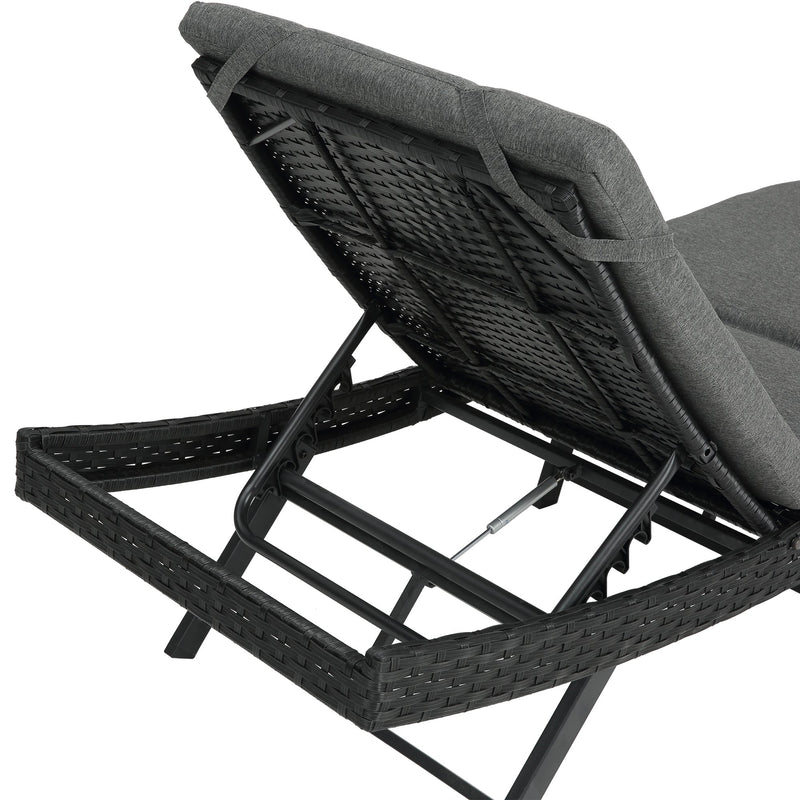 Walker Edison | Outdoor Wicker Lounge Adjustable Chair