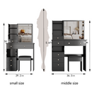29.2' Small Size Left Drawer Desktop Vanity Table + Cushioned Stool, Extra Large Right sliding mirror, Multi Layer High Capacity Storage, Practical Fashionable Dresser, Suitable For Small Space