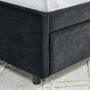 Full Size Daybed with Trundle Upholstered Tufted Sofa Bed, Sofa Bed Frame with Comfortable Backrest and Armrests, Velvet, Black(79.5''x58''x25'')