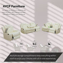 Power Recliner Set With LED Lights And USB Charging Ivory White