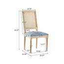 French Country Dining Chairs Set of 4 - Elegant Cane Backrest & Upholstered Seats - Rustic Weathered Finish - Solid Rubberwood Frame