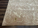 Tibetan Rug 9x12 Wool and Silk Beige Modern Handmade Carpet
