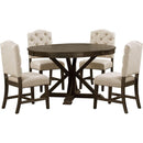 Extendable Round Dining Table Set 5 Piece Modern Farmhouse Style