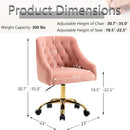 Pink Velvet Office Chair 360 Swivel Modern Desk Chair