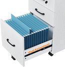 Three Drawer White Wood Mobile File Cabinet Under Desk Storage For Home Office Organization