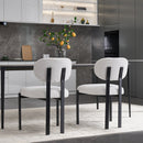 Modern Dining Room Chairs Set of 2, Mid-Century Upholstered Boucle Kitchen Dining Chairs with Black Metal Legs