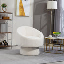 Mid Century Modern Accent Chair with Wood Frame, Upholstered Swivel Chair For Living Room Chairs with Waist Cushion, Reading Armchair for Bedroom Sunroom