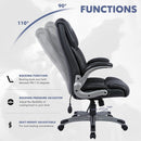 Black Leather Executive Office Chairs 2 Pack With Flip Arms