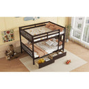 full Over full Rubber Wood Bunk Bed with 2 Drawers, Convertible into 2 full Beds, full Size Bunk Bed with Ladder and Safety Guardrails ,Espresso