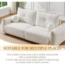 Lamb's wool 2-seater cushion sofa 90" comfortable sofa for living room Bedroom and other casual spaces Lamb's wool sofa with 2 cushions and 2 ball pillows. (BEIGE)two sets