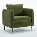 Accent Chair for Living Room, Velvet Comfy Single Sofa Chair Mid-Century Modern Armchair with 1 Pillow and Metal Legs for Bedroom Office Reading