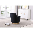 Velvet Swivel Barrel Chair, Swivel Accent Chairs Armchair for Living Room, Reading Chairs for Bedroom Comfy, Round Barrel Chairs with Gold Stainless Steel Base (Black)