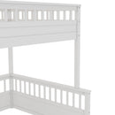 Full XL over Queen Bunk Bed with Ladder and Guardrails, White
