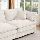 Contemporary Modular Sectional Sofa L-Shaped Couch Set with Movable Ottoman Chenille Beige 105 Inch