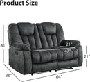 Grey Extra Wide Loveseat Recliner Sofa For Two Cup Holders
