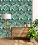 Fashionable Green Exotic Leaves Wallpaper Chic