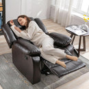 Manual Recliner Chair In Dark Brown Breathable Faux Leather