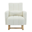 Accent Rocking Chair with Pillow, Ultimate Comfort for Your Home, Teddy Velvet, Cream White