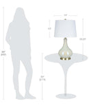 Catalina 25"H 1-Light White Iridescent Glass Lamp Body and Antique Brass Base with White Drum Shade