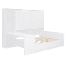 Full Size Wooden Daybed With Three Drawers, and All-in-One Cabinet, Desk and Shelves, White