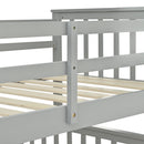 Wooden Twin Over Full Bunk Bed with Storage Drawers, Ladder, and Safety Guard Rails in Grey