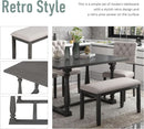 Six Person Premium Solid Wood Dining Table Set Bench