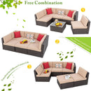 Outdoor Wicker Sectional Sofa Set with Coffee Table